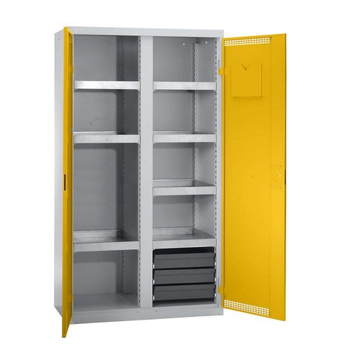 4031068146795 - Umweltschrank mit Türlochung HxBxT 1800 x 1000 x 500 mm 7 Wannenböden lichtgrau   signalgelb kaiserkraft