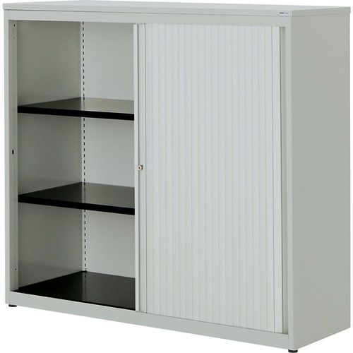 4250633330333 - mauser Querrollladenschrank HxBxT 1180 x 1200 x 432 mm Kunststoffplatte 2 Fachböden lichtgrau   lichtgrau   lichtgrau
