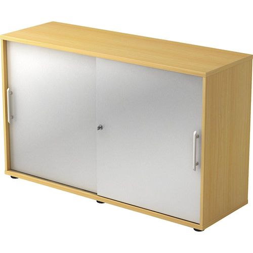 4032062024942 - Schiebetürenschrank je 1 Fachboden 1 Trennwand HxBxT 748 x 1200 x 400 mm Buche-Dekor alusilber kaiserkraft 4032062024942 - Schiebetürenschrank je 1 Fachboden 1 Trennwand HxBxT 748 x 1200 x 400 mm Buche-Dekor alusilber kaiserkraft