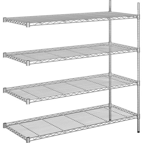 4061753091949 - Stahldraht-Gitterregal verchromt Fachlast 100 kg BxT 1220 x 610 mm Anbauregal Höhe 1370 mm 4 Fachböden kaiserkraft