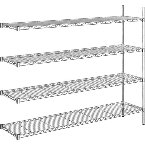 4061753091963 - Stahldraht-Gitterregal verchromt Fachlast 100 kg BxT 1520 x 460 mm Anbauregal Höhe 1370 mm 4 Fachböden kaiserkraft