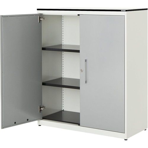 4250633328712 - mauser Flügeltürenschrank HxB 1168 x 1000 mm HPL-Vollkernplatte 2 Fachböden reinweiß   weißaluminium   weiß