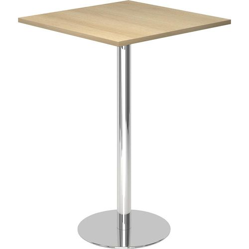 4032062166765 - Stehtisch LxB 800 x 800 mm 1116 mm hoch Gestell verchromt Platte Eiche-Dekor kaiserkraft