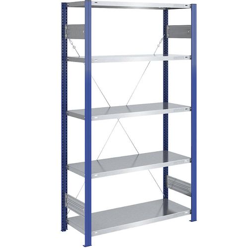 4061753028624 - eurokraft pro Lager-Steckregal Regalständer blau Boden verzinkt HxB 2000 x 1000 mm Grundregal Tiefe 500 mm