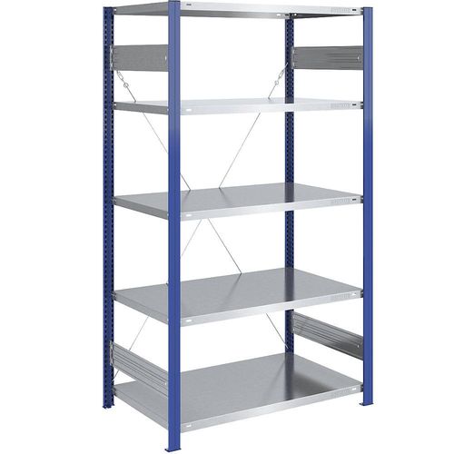 4061753028662 - eurokraft pro Lager-Steckregal Regalständer blau Boden verzinkt HxB 2000 x 1000 mm Grundregal Tiefe 800 mm 4061753028662 - eurokraft pro Lager-Steckregal Regalständer blau Boden verzinkt HxB 2000 x 1000 mm Grundregal Tiefe 800 mm