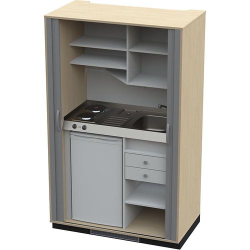 4021177249678 - Schrankküche mit Jalousiefront 2 Massekochfelder Becken rechts Birke anthrazit 1956 x 1200 x 650 mm kaiserkraft 4021177249678 - Schrankküche mit Jalousiefront 2 Massekochfelder Becken rechts Birke anthrazit 1956 x 1200 x 650 mm kaiserkraft