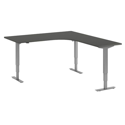 4061753259639 - Schreibtisch Atlanta elektrisch höhenverstellbar L-Form BxT 1800 x 2000 mm dunkelgrau silber rechts kaiserkraft