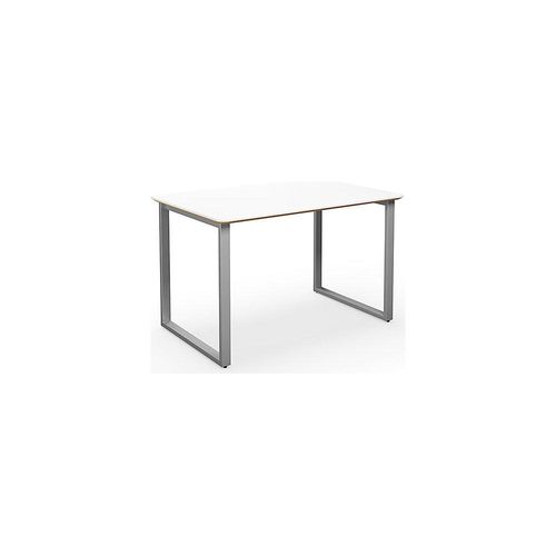 4061753268341 - Mehrzwecktisch DUO-O Trend gerade Platte abgerundete Ecken Tiefe 800 mm Breite 1200 mm weiß   silber kaiserkraft