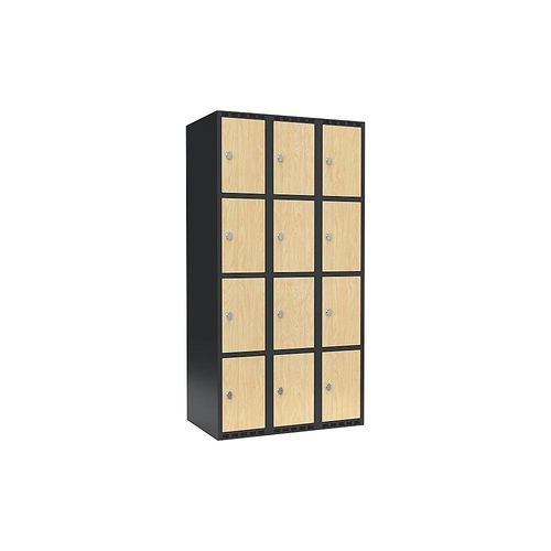 7042424830453 - 4er-Schließfachschrank Fydor 3 Abteile grau   Birke B 900 mm 3 Abteile flache Dachform Vorhängeschloss kaiserkraft