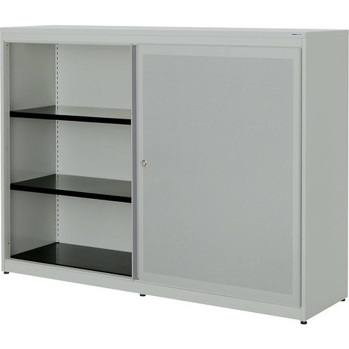 4250633332139 - mauser Schiebetürenschrank akustisch wirksam Kunststoffplatte HxBxT 1180 x 1600 x 432 mm 2 x 2 Fachböden lichtgrau   lichtgrau   lichtgrau