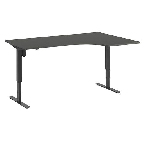 4061753266392 - Schreibtisch Atlanta elektrisch höhenverstellbar Ecke BxT 1800 x 1200 mm dunkelgrau schwarz rechts kaiserkraft