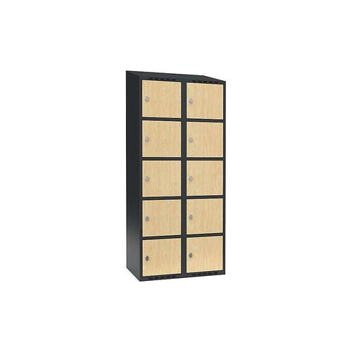 7042424832075 - 5er-Schließfachschrank Fydor 2 Abteile grau   Birke B 800 mm 2 Abteile schräge Dachform Vorhängeschloss kaiserkraft