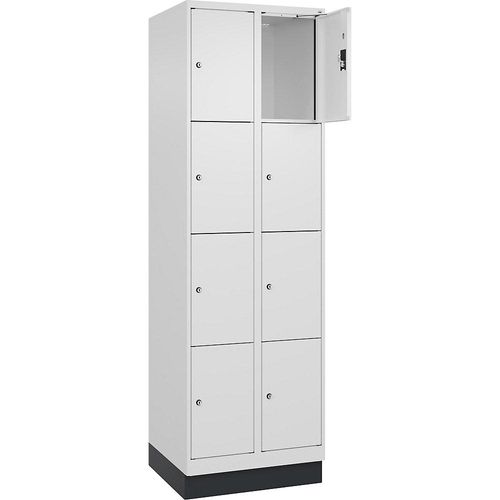 4068192022978 - 4er-Schließfachschrank Evolo PLUS 2 Abteile weiß B 600 mm 8 Fächer mit Bodensockel Zylinderschloss kaiserkraft