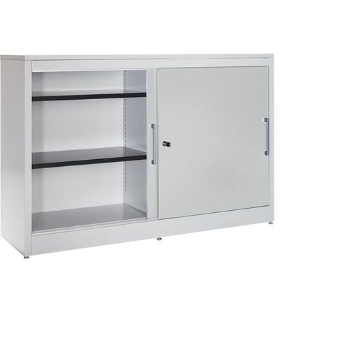 4250633303214 - mauser Schiebetürschrank Sideboard 4 Fachböden Mitteltrennwand HxBxT 1040 x 1600 x 420 mm lichtgrau 4250633303214 - mauser Schiebetürschrank Sideboard 4 Fachböden Mitteltrennwand HxBxT 1040 x 1600 x 420 mm lichtgrau