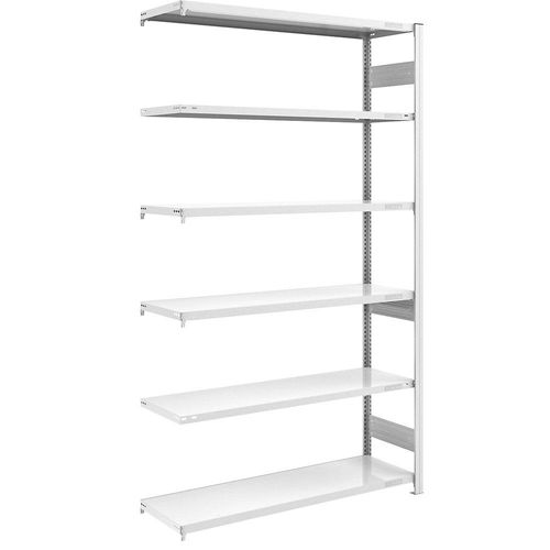 4250623791298 - Schwerlast-Steckregal grau beidseitig Regalhöhe 2500 mm 6 Böden Anbauregal BxT 1300 x 500 mm hofe