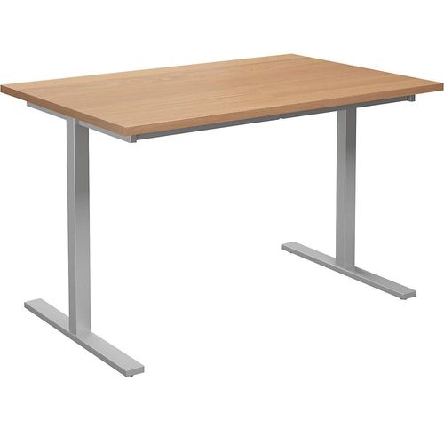 4061753263308 - Mehrzwecktisch DUO-T gerade Platte HxT 740 x 800 mm Breite 1200 mm Buche silber kaiserkraft