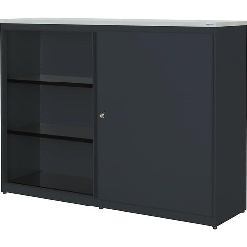 4250633329726 - mauser Schiebetürenschrank HxBxT 1180 x 1600 x 432 mm Kunststoffplatte 2 x 2 Fachböden anthrazitgrau   anthrazitgrau   lichtgrau