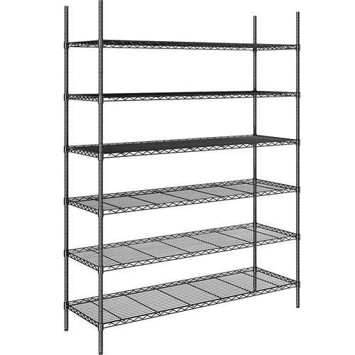 4061753091543 - Stahldraht-Gitterregal schwarz Fachlast 100 kg BxT 1520 x 610 mm Grundregal Höhe 2180 mm 6 Fachböden kaiserkraft