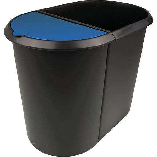 4012086052039 - - Papierkorb the double 27 x 348 x 44 cm (b x h x t) 29l Kunststoff Farbe schwarz Farbe des Deckels blau 2 Sortierfächer 4012086052039 - - Papierkorb the double 27 x 348 x 44 cm (b x h x t) 29l Kunststoff Farbe schwarz Farbe des Deckels blau 2 Sortierfächer