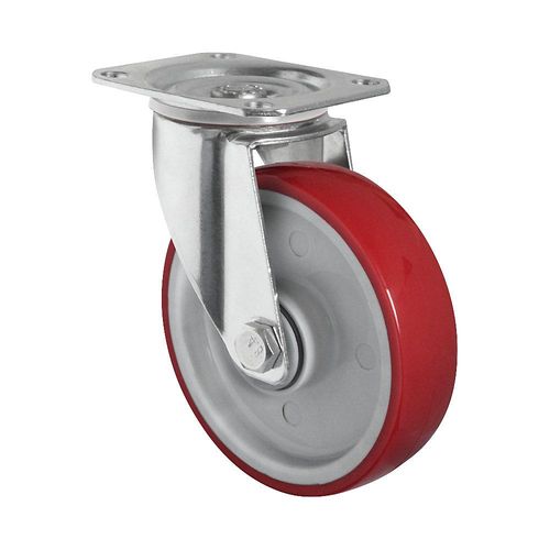 4260390225100 - eurokraft basic PU-Reifen rot auf Polyamidfelge Rad-Ø x Breite 100 x 32 mm ab 2 Stk Lenkrolle