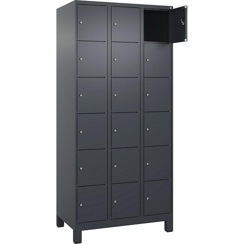 4068192016274 - 6er-Schließfachschrank Evolo PLUS 3 Abteile grau B 900 mm 18 Fächer mit breiten Füßen Zylinderschloss kaiserkraft 4068192016274 - 6er-Schließfachschrank Evolo PLUS 3 Abteile grau B 900 mm 18 Fächer mit breiten Füßen Zylinderschloss kaiserkraft
