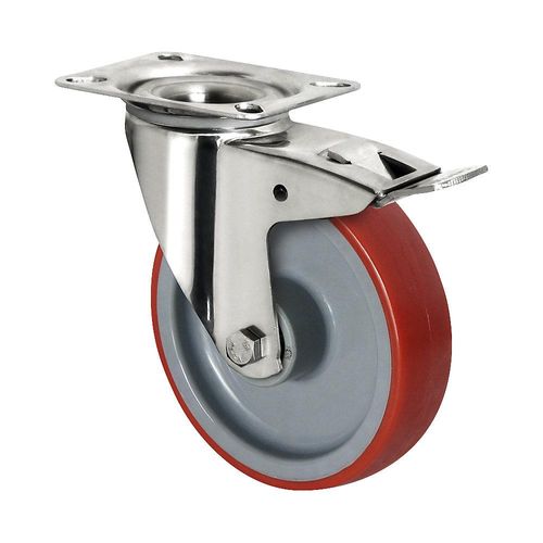 4260565391029 - eurokraft basic PU-Reifen auf PA-Felge Rad-Ø x Breite 100 x 32 mm ab 2 Stk Lenkrolle mit Doppelstopp 4260565391029 - eurokraft basic PU-Reifen auf PA-Felge Rad-Ø x Breite 100 x 32 mm ab 2 Stk Lenkrolle mit Doppelstopp