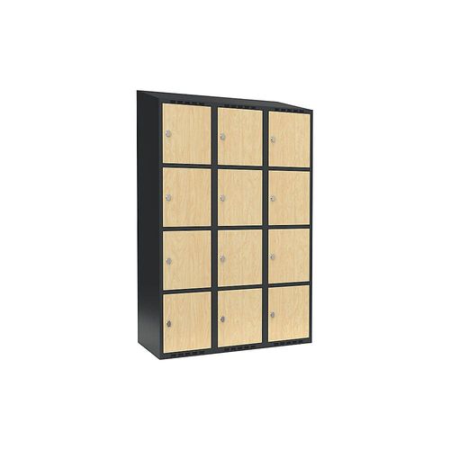 7042424832143 - 4er-Schließfachschrank Fydor 3 Abteile grau   Birke B 1200 mm 3 Abteile schräge Dachform Vorhängeschloss kaiserkraft