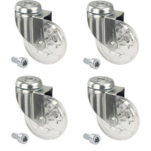 4251260118349 - Set aus Designrollen mit PVC-Reifen 4 Lenkrollen mit Rückenloch Rad-Ø x Breite 75 x 23 mm Proroll