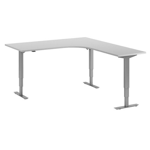 4061753259721 - Schreibtisch Atlanta elektrisch höhenverstellbar L-Form BxT 1800 x 2000 mm lichtgrau silber rechts kaiserkraft