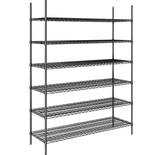 4061753091307 - Stahldraht-Gitterregal schwarz Fachlast 250 kg BxT 1520 x 610 mm Grundregal Höhe 2180 mm 6 Fachböden kaiserkraft 4061753091307 - Stahldraht-Gitterregal schwarz Fachlast 250 kg BxT 1520 x 610 mm Grundregal Höhe 2180 mm 6 Fachböden kaiserkraft