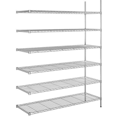 4061753091796 - Stahldraht-Gitterregal verchromt Fachlast 100 kg BxT 1520 x 610 mm Anbauregal Höhe 2180 mm 6 Fachböden kaiserkraft