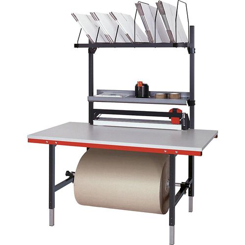 8057711830978 - Packtisch mit Ablage Kartonmagazin Schneidevorrichtung grau kaiserkraft