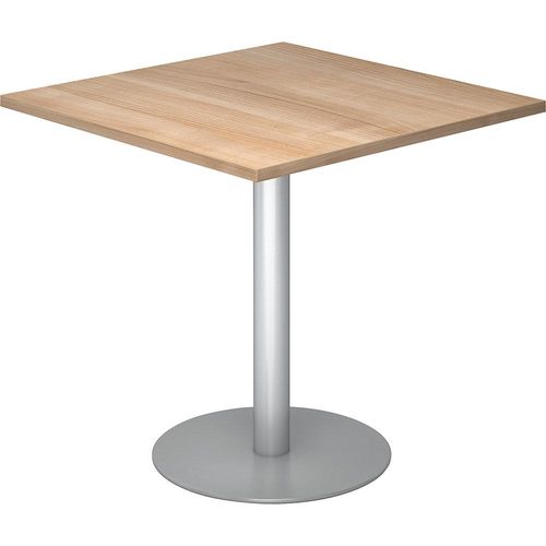 4032062157329 - Besprechungstisch LxB 800 x 800 mm 755 mm hoch Gestell silber Platte Nussbaum-Dekor kaiserkraft