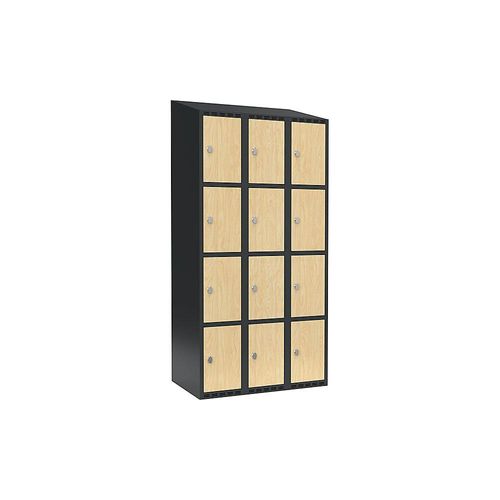 7042424832020 - 4er-Schließfachschrank Fydor 3 Abteile grau   Birke B 900 mm 3 Abteile schräge Dachform Vorhängeschloss kaiserkraft