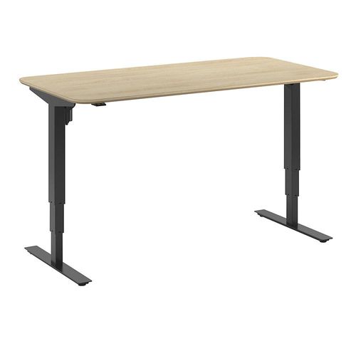 4061753261489 - Schreibtisch Atlanta Trend elektrisch höhenverstellbar gerade abgerundete Ecken BxT 1600 x 800 mm Eiche schwarz kaiserkraft
