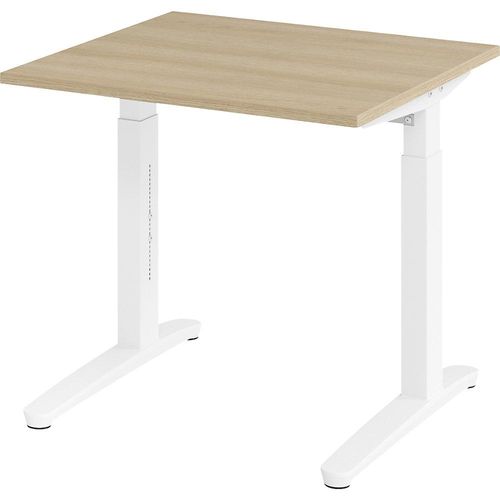 4032062169032 - eurokraft pro ANNY - Schreibtisch mit C-Fußgestell höhenverstellbar 650 - 850 mm Breite 800 mm Eiche weiß 4032062169032 - eurokraft pro ANNY - Schreibtisch mit C-Fußgestell höhenverstellbar 650 - 850 mm Breite 800 mm Eiche weiß
