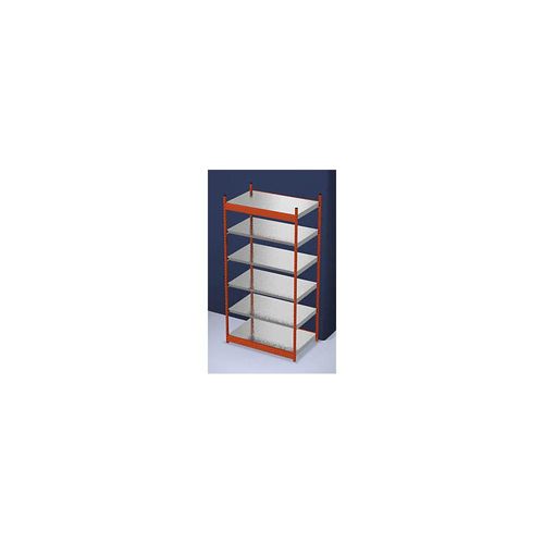 4250623734752 - Stabil-Steckregal einseitig Regalhöhe 2500 mm orange verzinkt Bodenbreite 1325 mm Grundregal Breite x Tiefe 1325 x 800 mm hofe