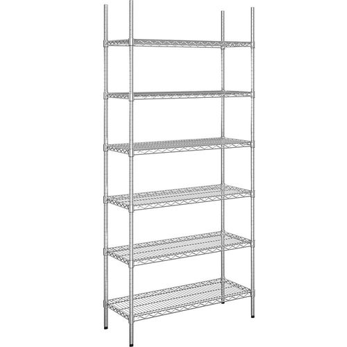 4061753092069 - Stahldraht-Gitterregal verchromt Fachlast 150 kg BxT 910 x 460 mm Grundregal Höhe 2180 mm 6 Fachböden kaiserkraft