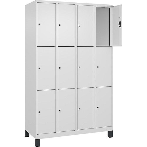 4068192018025 - 3er-Schließfachschrank Evolo PLUS 4 Abteile weiß B 1200 mm 12 Fächer mit breiten Füßen Zylinderschloss kaiserkraft 4068192018025 - 3er-Schließfachschrank Evolo PLUS 4 Abteile weiß B 1200 mm 12 Fächer mit breiten Füßen Zylinderschloss kaiserkraft