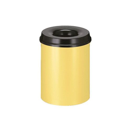 8713631001262 - Sicherheits-Papierkorb Stahl selbstlöschend Volumen 15 l HxØ 360 x 255 mm Korpus gelb   Löschkopf schwarz kaiserkraft