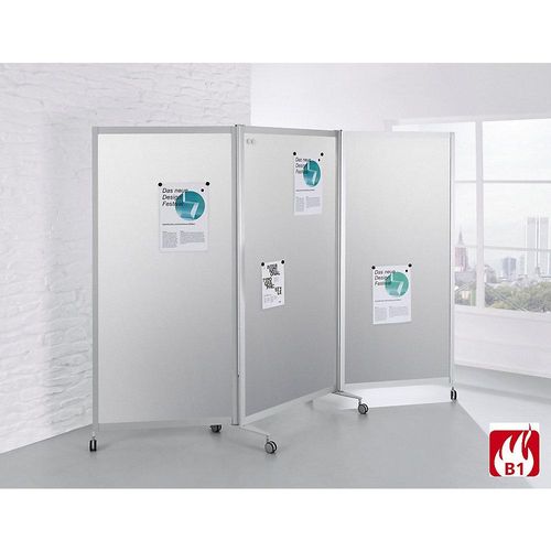 4260222866648 - Mobile Faltstellwand schwer entflammbar Alurahmen Tafelfläche magnetisch HxBxT 1900 x 2800 x 450 mm silber kaiserkraft 4260222866648 - Mobile Faltstellwand schwer entflammbar Alurahmen Tafelfläche magnetisch HxBxT 1900 x 2800 x 450 mm silber kaiserkraft