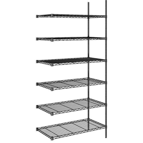 4061753091437 - Stahldraht-Gitterregal schwarz Fachlast 100 kg BxT 910 x 610 mm Anbauregal Höhe 2180 mm 6 Fachböden kaiserkraft