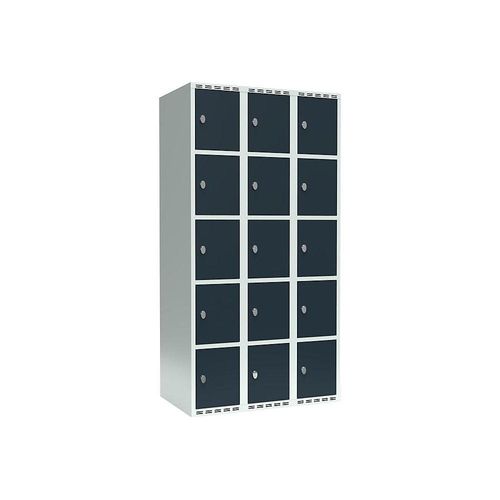 7042423058827 - 5er-Schließfachschrank Fydor 3 Abteile lichtgrau   grau B 900 mm 3 Abteile flache Dachform Vorhängeschloss kaiserkraft