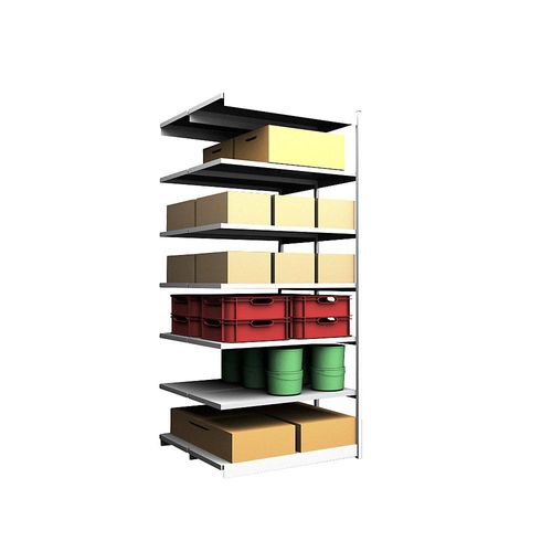 4250623733366 - Stabil-Steckregal doppelseitig Regalhöhe 3000 mm lichtgrau verzinkt Bodenbreite 1325 mm Anbauregal Breite x Tiefe 1325 x 600 mm hofe