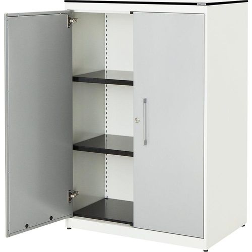 4250633328453 - mauser Flügeltürenschrank HxB 1168 x 800 mm HPL-Vollkernplatte 2 Fachböden reinweiß weißaluminium weiß 4250633328453 - mauser Flügeltürenschrank HxB 1168 x 800 mm HPL-Vollkernplatte 2 Fachböden reinweiß weißaluminium weiß