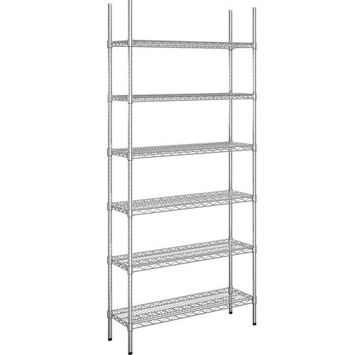 4061753092168 - Stahldraht-Gitterregal verchromt Fachlast 250 kg BxT 910 x 360 mm Grundregal Höhe 2180 mm 6 Fachböden kaiserkraft