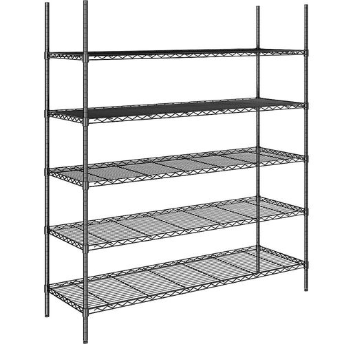 4061753091529 - Stahldraht-Gitterregal schwarz Fachlast 100 kg BxT 1520 x 610 mm Grundregal Höhe 1880 mm 5 Fachböden kaiserkraft