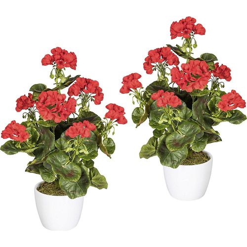 4003529088845 - Geranienbusch UV-beständig Höhe 400 mm 26 Blatt VE 2 Stk Blüten rot kaiserkraft