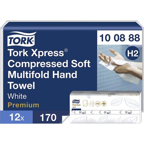 7322542154120 - Tork® Falthandtücher Xpress® Compressed 100888 2-lagig Multifold-Falzung H2-kompatibel 2040 Tücher Papier weiß