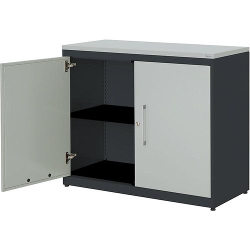 4250633328507 - mauser Flügeltürenschrank HxB 830 x 1000 mm Kunststoffplatte 1 Fachboden anthrazitgrau   lichtgrau   lichtgrau